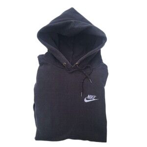 Vtg 90s Y2k  Nike Swoosh embroidered Hoodie Black Sweatshirt